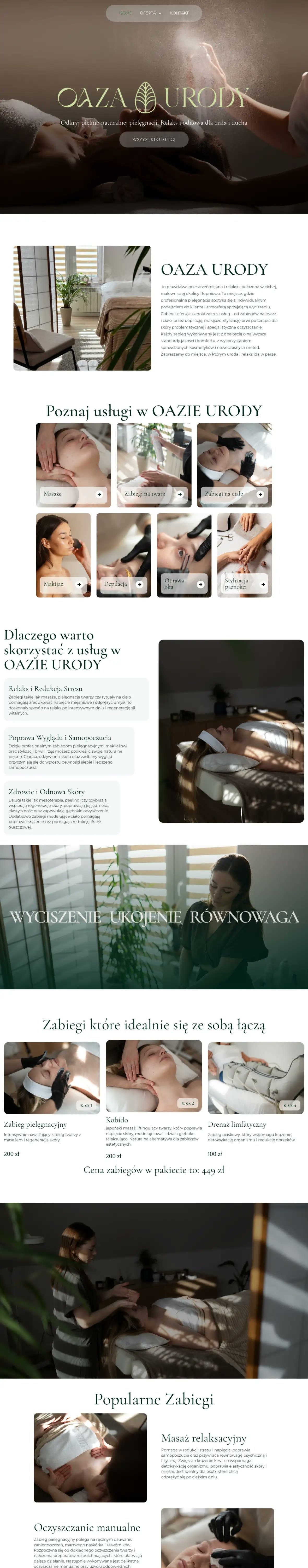 Strona Oaza Urody: Serwis salonu: oferta zabiegów, cennik i rezerwacja terminów online.
